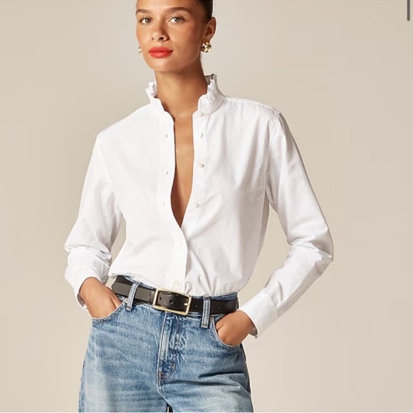J. Crew Tops - J.Crew Jules ruffle-collar shirt in cotton poplin